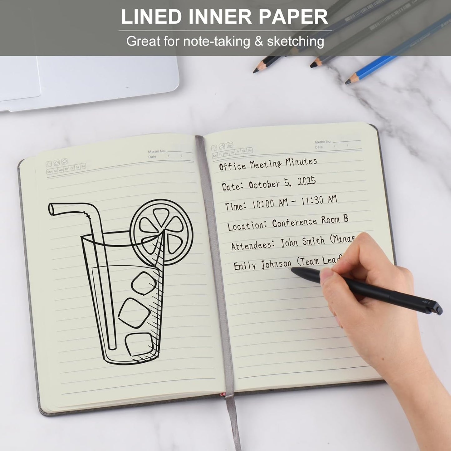 ZCZN 6 Pack Lined Journal Notebooks, 192 Pages A5 Hardcover Leather Journals for Work,Writing,School & Travel, College Ruled Journaling Notebooks for Notes Taking,Diary Notepad (Light Green*6)