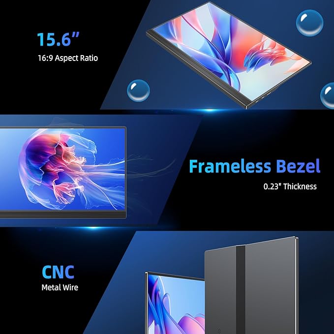 UPERFECT Portable Monitor 4K 15.6" QLED| 400 Nits Laptop Monitor | 3840 * 2160 UHD 100% AdobeRGB | 1MS FreeSync | USB-C & HDMI | VESA & Kickstand | Travel Second Screen for Computer, Game Consoles