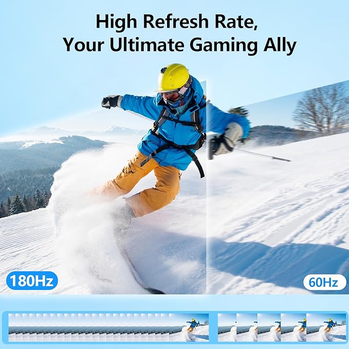 24” 2.5K 2560 * 1440 Portable Monitor 180Hz 120% sRGB USB-C HDMI Large Gaming Second Extender Display Monitor Adjustment Stand for MacBook Laptop,Camera,Desktop,PS5/4, Xbox, Switch,Phone