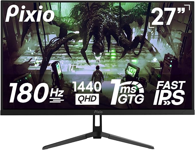 Pixio PX278 Wave 27 inch 180Hz Refresh Rate QHD 1440p Resolution Fast IPS Panel 1ms GTG Response Time Gaming Monitor with FreeSync