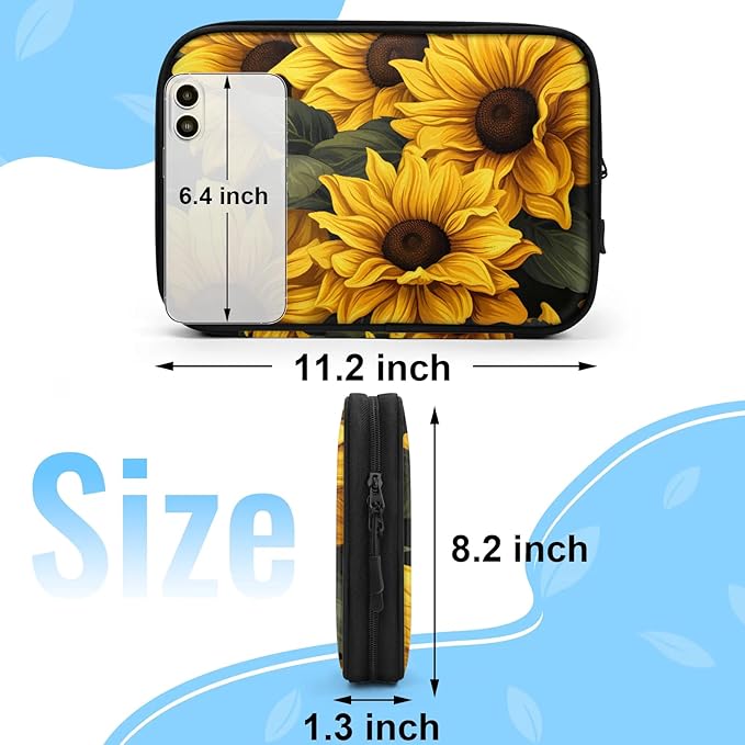 Sunflowers Electronics Travel Organizer Case, Tech Accessories Cable Storage Bag for Cords, Charger, Phone, Hard Drive