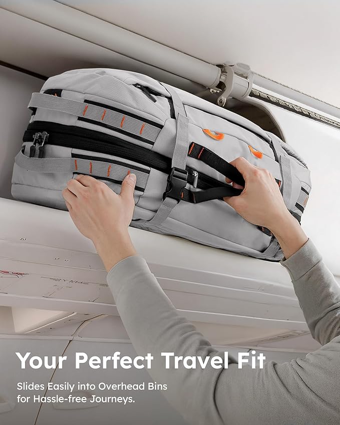 Tolaccea Travel Laptop Backpack, Large Carry on Backpack Flight Approved Convertible Duffle Luggage Bag Daypack Work Business Rucksack Fits 16" Laptop for Men Women 3 Carrying Ways, 40L-50L Expandable