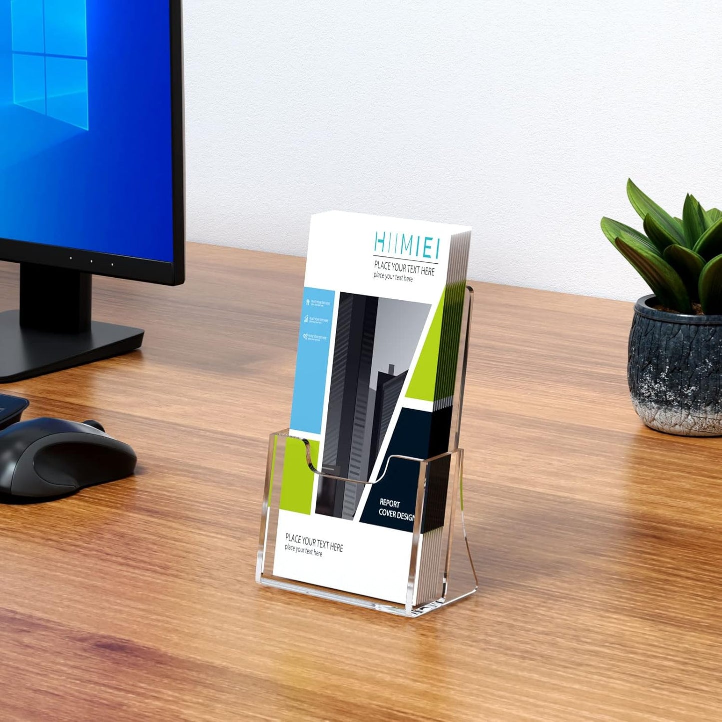 HIIMIEI Brochure Holder 4 x 6 inches, Acrylic Flyer Holder with 6 Pack, Plastic Stands for Displaying Flyer, Magazines, Pamphlets, Literature, Brochures, Booklets, Menu