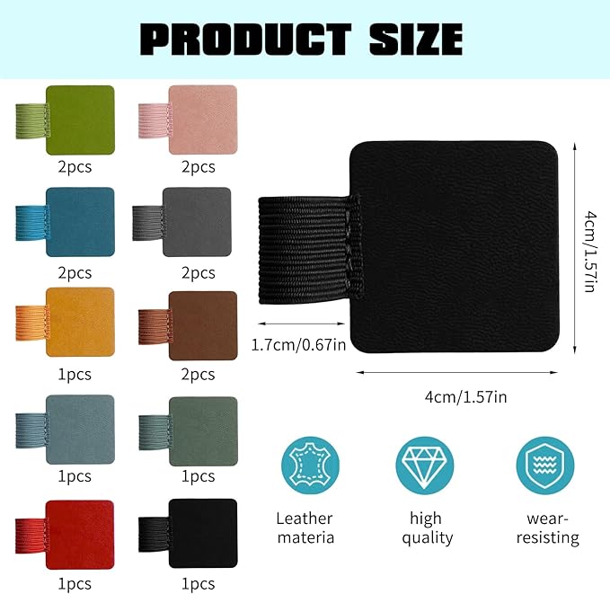 Pen Holder for Notebook 15 Pcs Adhesive Pen Holder Pu Leather, Suitable for Planners, Diaries, Binders, Books, School Office Supplies (7 Colors)