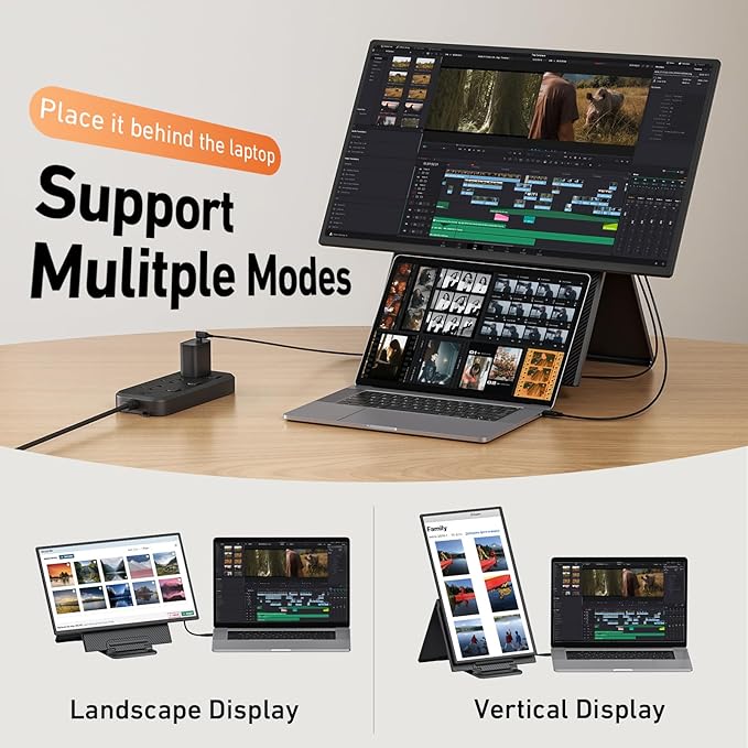 23.8" Portable Monitor 1080P FHD 100Hz, IPS Laptop Screen Extender with 120% sRGB, 90° Rotatable & Height Adjustable Stand, USB-C/HDMI Plug & Play, Travel Monitor for Mac, Phone, Switch, Xbox, PS5