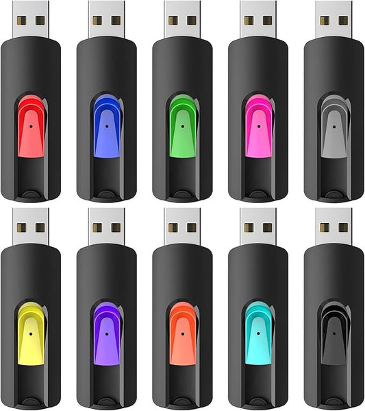 RAOYI 10Pcs 4GB USB Flash Drives Slide Retractable Memory Stick Bulk USB 2.0 Thumb Drive Jump Drive Zip Drive USB Sticks Data Storage Backup for PC Mac (4G, 10 Mixed Color)