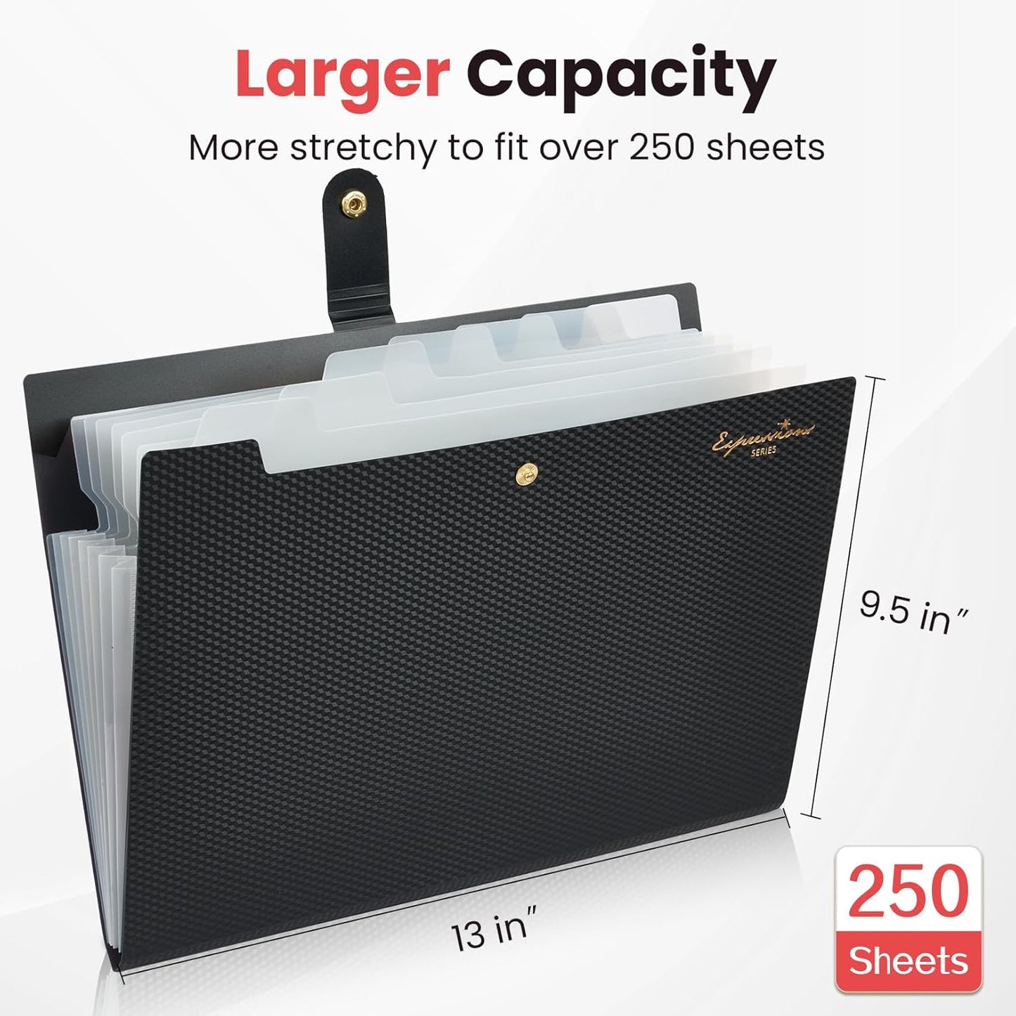 Sooez Accordion File Organizer, 8 Pocket Expanding File Folder with Labels, Letter Size Folders for Documents, Portable Paper Bill Receipt Organizer for Home School Office Supplies, Black