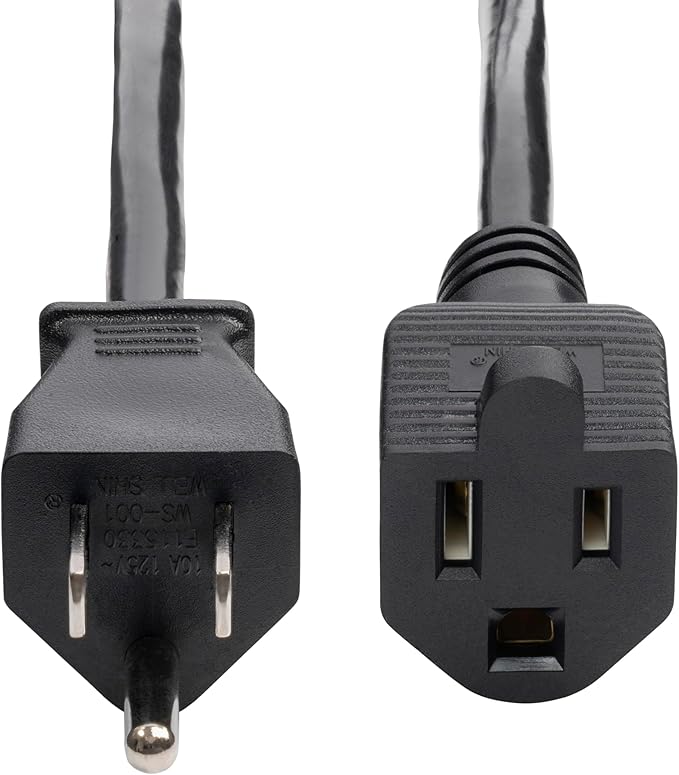StarTech.com 10ft (3m) Power Extension Cord, NEMA 5-15P to NEMA 5-15R AC Power Cable, 10A 125V, 18AWG, Outlet Extension Power Cable, Black Extension Cord - UL Listed, TAA (231A-8A00-POWER-CORD)