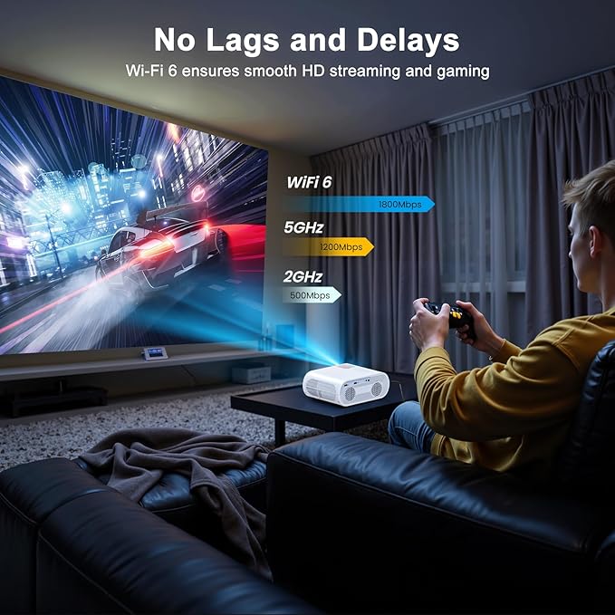 Google TV Projector, HOMPOW HD 4K Projector with WiFi and Bluetooth, Netflix-Officially-Licensed Outdoor Projector, Home Cinema Projector for iOS/Android