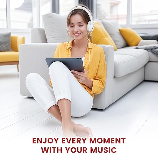 USB C Headphones Wired, Over Ear USB C Wired Headphones with Microphone, Volume Control, HD Stereo Sound, Foldable USB Type C Headphones for Adult/Teens/Chromebook/Laptop/Computer/iPhone,White