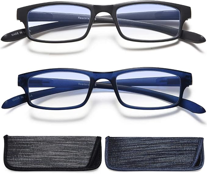 EYEURL 2-Pack Reading Glasses for Women Men Neck Hanging Blue Light Blocking Glasses With Spring Hinge Computer Readers
