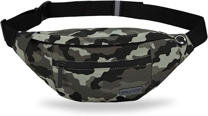 MAXTOP Large Crossbody Fanny Pack with 4-Zipper Pockets,Gifts for Enjoy Sports Festival Workout Traveling Running Casual Hands-Free Wallets Waist Pack Phone Bag Carrying All Phones