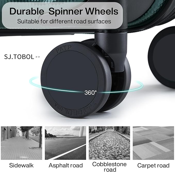 Hanke Luggage Sets 2 piece Carry On Luggage with Wheels PC Hard Shell Suitcases Lightweight Travel Luggage Travel Suitcase Woman Men 20/29 Inch (Blackish Green)