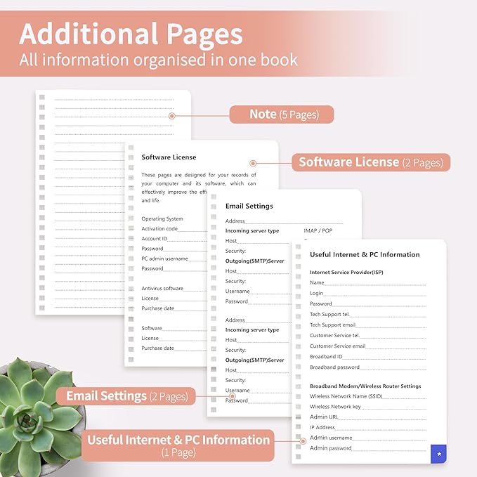 Password Book with Alphabetical Tabs, Password Keeper Book for Seniors, Individual & Colorful Tabs, Spiral Hardcover Password Notebook for Website Logins, 5.7" x 7.7", Rose Gold