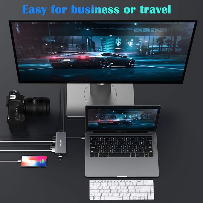 USB C Hub Multiport Adapter-10 in 1 Portable Dongle with 4K HDMI, VGA, Ethernet, 3 USB Ports, Audio, PD Charger, SD/Micro SD Card Reader Compatible for MacBook Pro, XPS More Type C Devices.