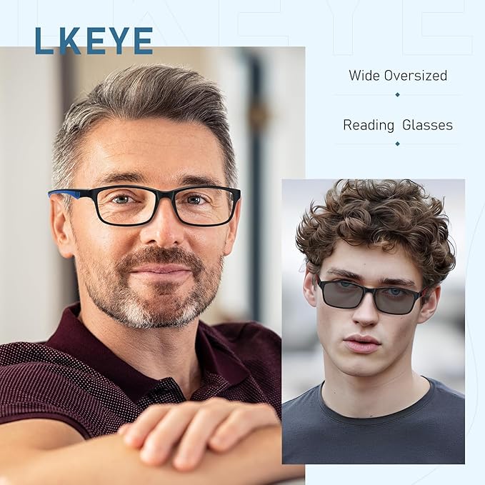 Sport Reading Glasses Men Photochromic Lens Blue Light Blocking Computer Reader Wide Style Spring Hinge Eyeglass LK6082