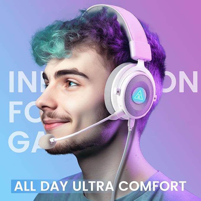 EKSA USB Gaming Headset for PC, Computer Headphones with Detachable Noise Cancelling Microphone, 7.1 Surround Sound, 50MM Driver, Wired Headset with Mic for PS4/PS5, Xbox One, Laptop, Work