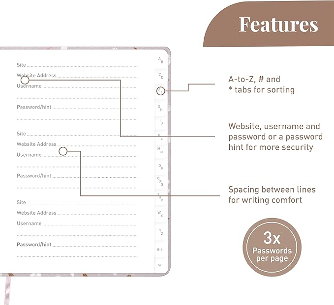 Rileys & Co. Compact Terrazzo Password Book | Alphabetized Tabs, Secure Login Organizer, Internet & Website Username Keeper | Portable and Convenient (Pink, 6 x 5 Inches)