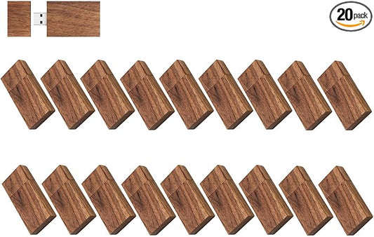 8GB Wooden Flash Drives 20 Pack, EASTBULL Bulk Flash Drives Pack Walnut Wooden Thumb Drives Pack High Speed USB 2.0 for Storage (Dark Brown)