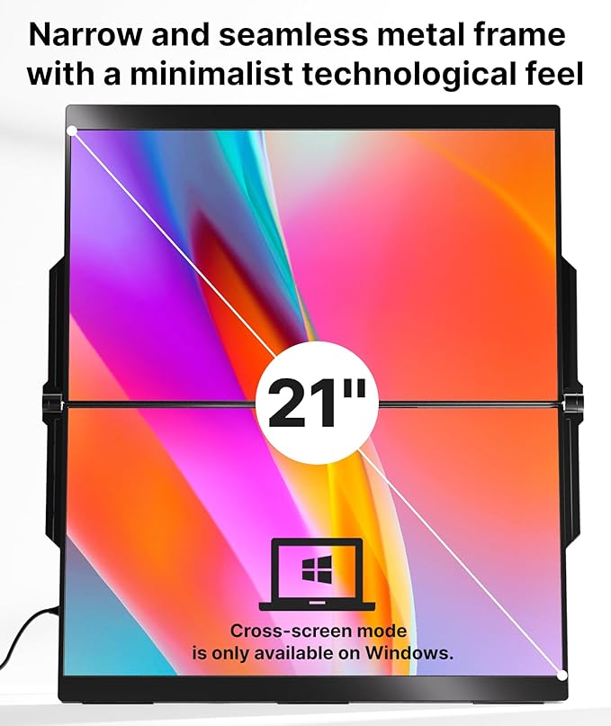 Laptop Screen Extender 15.6" 1080P Dual USB-C HDMI, Foldable Stacked Design,Dual Portable Monitors Compatible with Windows/Mac, Easy Setup