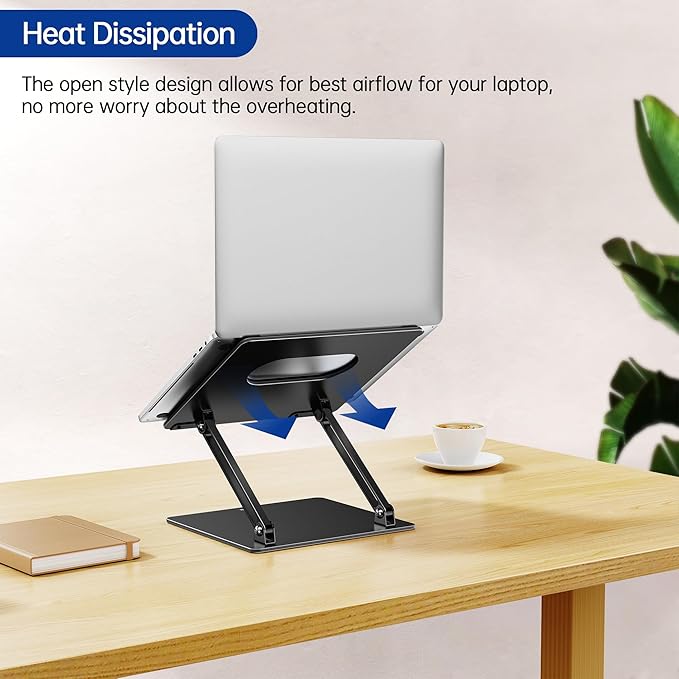 BESIGN LS10 Aluminum Laptop Stand, Ergonomic Adjustable Notebook Stand, Computer Holder Compatible with Air, Pro, Dell, HP, Lenovo More 10-14" Laptops, Black