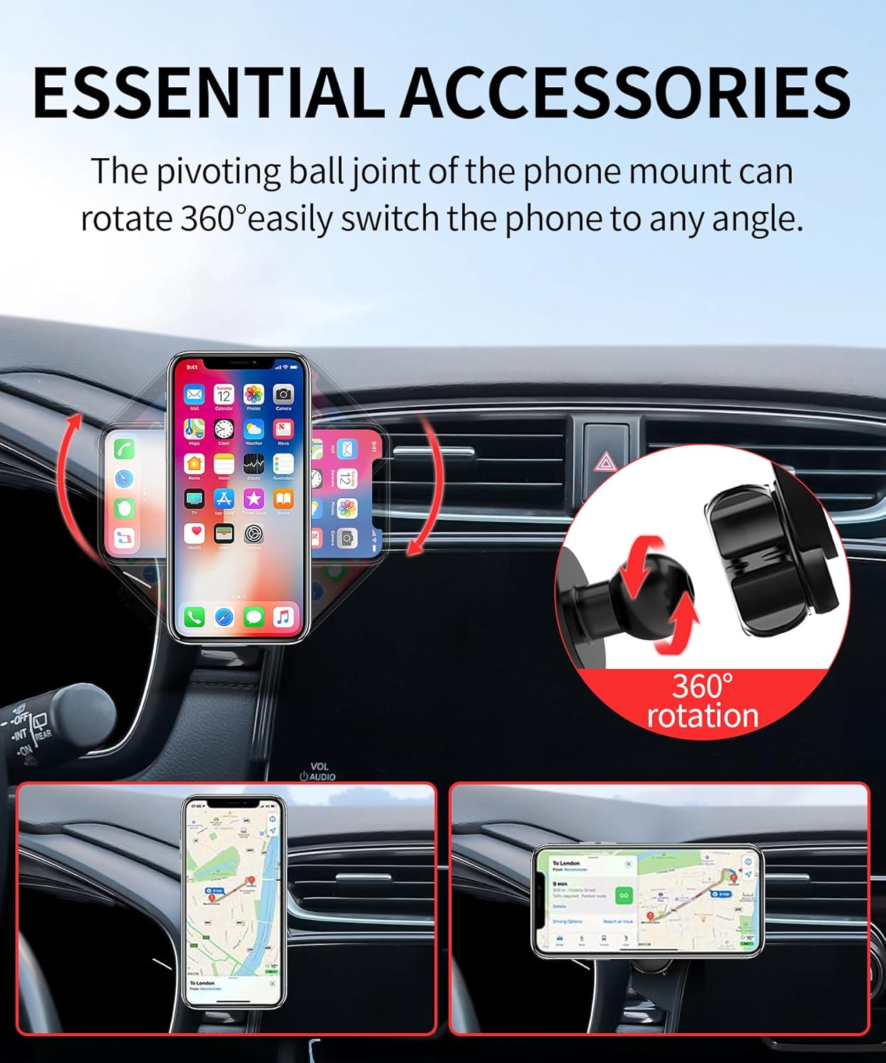 MaserWeller Car Phone Holder for Honda CRV CR-V 2017-2022 Accessories Screen Fixed Clip, 360° Rotation Phone Mount Compatible with MagSafe, Cell Phone Holder Does Not Affect Air Vent