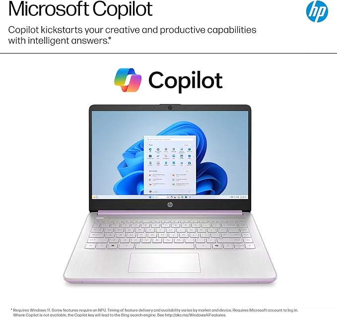 HP 14" Laptop 2025 Business Student Slim Computer, Lifetime MS Office, Copilot AI, Quad-Core Intel CPU, 16GB RAM, 628GB Storage (128GB UFS+500GB Ext), MarxsolAccessory, Wi-Fi 6, Win 11 Pro, Lavender