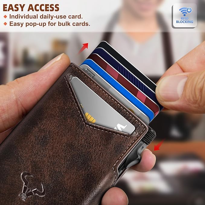 BULLIANT Men Airtag Wallet,Slim Front Pocket Wallet Money Clip for Men Gift 3.8"x2.7",Pop-up Access