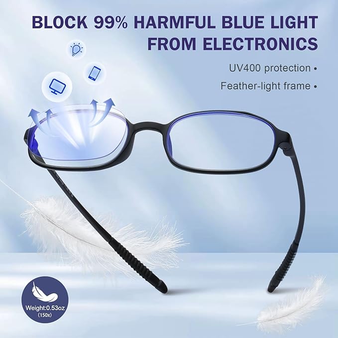 AQWANO 4 Pack Blue Light Blocking Reading Glasses for Men Women, Half Lens Computer Readers, Durable Lightweight TR90 Flexible Frame Eyeglasses Anti Eyestrain (3.0)