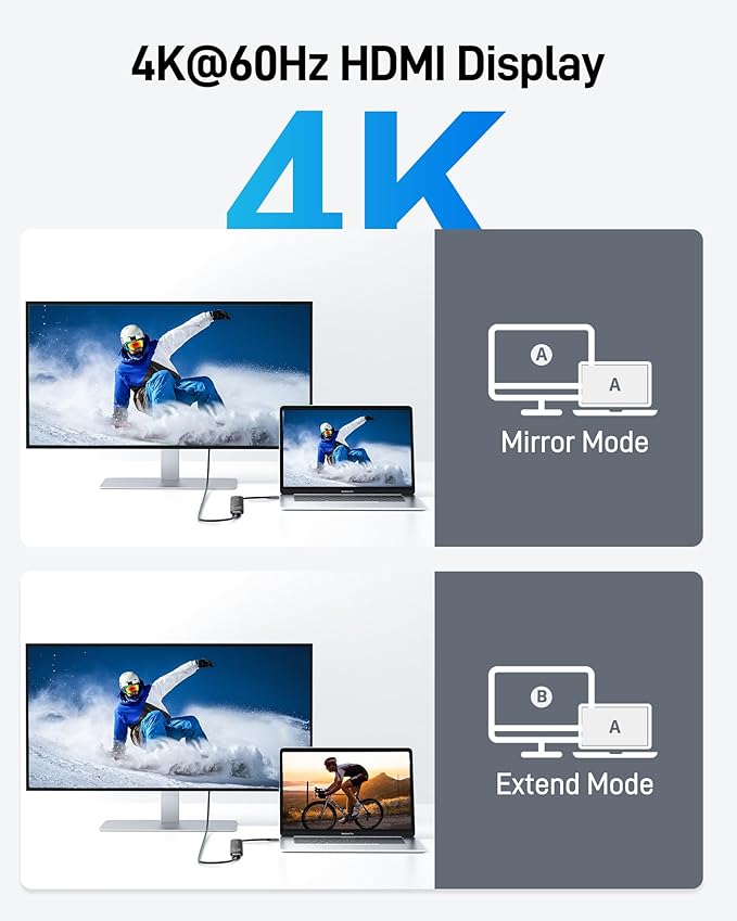 Acer USB C HUB Multiport Adapter, 7 in 1 USB-C to HDMI Adapter with 4K@60Hz, 100W PD, 5Gbps 2*USB-A 3.1, 1*Type-C 3.1, SD Card Reader Type C Dongle for iPhone 16/15, MacBook Pro/air, iPad, Acer(Black)