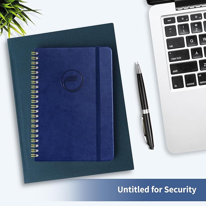 Password Book with Alphabetical Tabs, Password Keeper Book for Seniors, Individual & Colorful Tabs, Spiral Hardcover Password Notebook for Website Logins, 5.7" x 7.7", Navy Blue