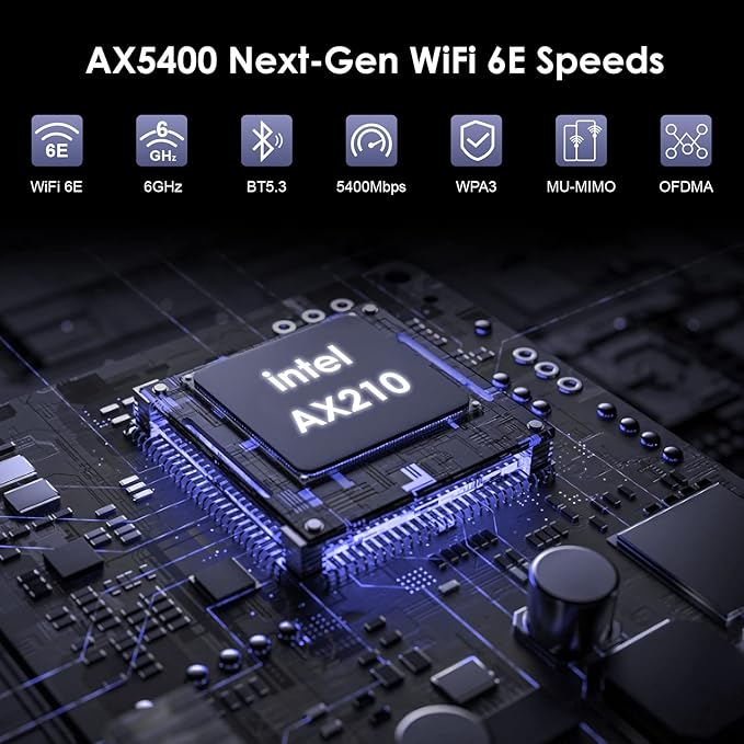 WAVLINK 2025 New AX5400M WiFi 6E PCIe Network Card, Tri-Band AX210 Wireless Adapter with Bluetooth 5.3, MU-MIMO, WPA3, OFDMA, Low-Profile Bracket, Heat Sink, for Windows 11/10 PC