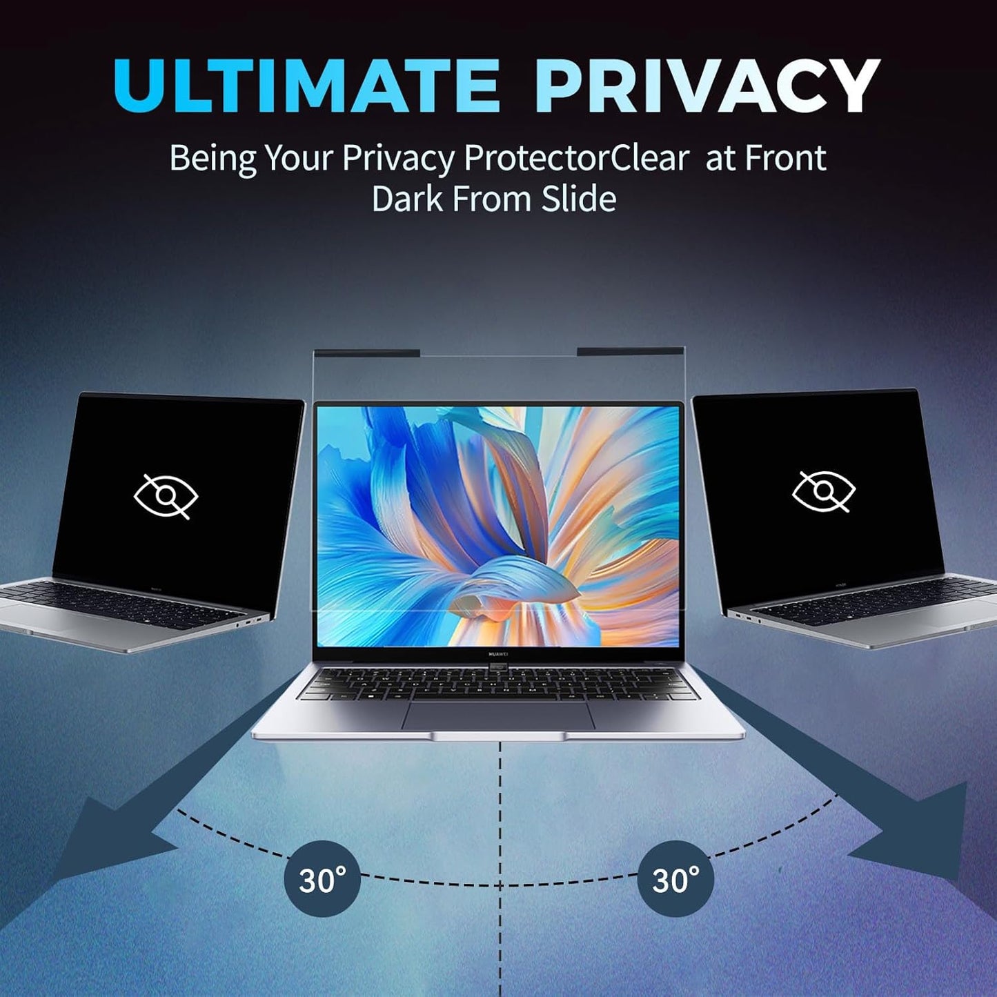 Magnetic Laptop Privacy Screen Filter 15.6 inch for 16:9 Widescreen Computer Monitor, Removable Anti Blue Light Privacy Shield, Anti-Glare Protector