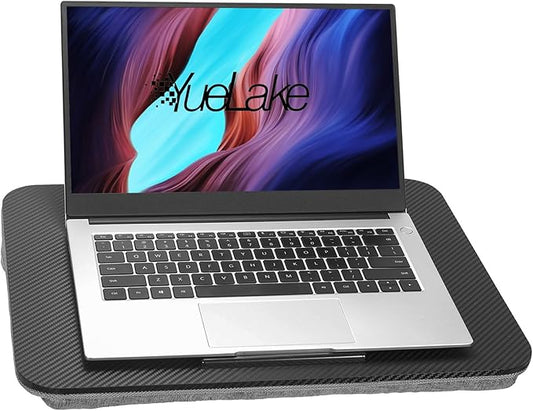 Portable Laptop Desk Fits Up to 16“ Laptops, with Tablet Slot, Built-in Cushion, Great for Home & Office,Lap Desk for Laptop,Lap Desk with Cushion (Black, Medium)