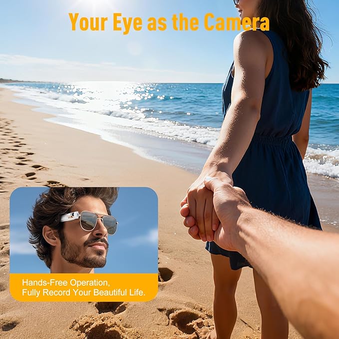 Hands Free Clip On POV Sports Camera 110 Degree 2.7K, WiFi Mini Camera for Glasses with Live View, Cycling Fishing Vlog Recorder, Kids Pets Daily Recording, Includes 16GB Card(Ivory)