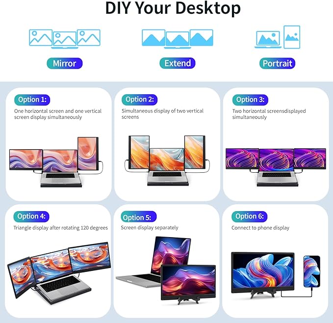 Laptop Screen Extender, Ultra-Thin 14.2" FHD IPS Dual Screen, Portable Monitor for Laptop 13–17.3" with USB-C/HDMI Port, Plug & Play for Windows/Mac/Android/PS5