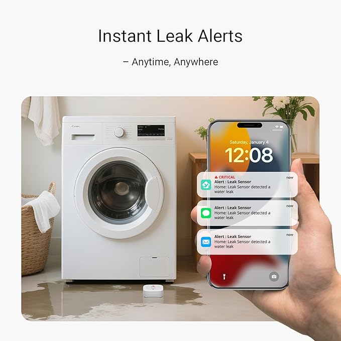 YoLink Water Leak Starter Kit: Hub + 4 Leak Sensor 4 (105 dB Siren), LoRa Long-Range, App/SMS/Email Alerts, D2D Offline, 2 AAA Up to 5-Year Battery, Works with Alexa/IFTTT/Home Assistant