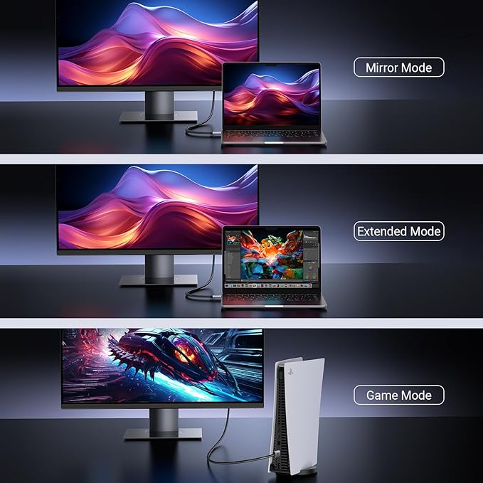 UGREEN 8K HDMI 2.1 Cable 48Gbps 16FT, Certified Ultra High Speed HDMI Cord Aluminum, 4K@240Hz 120Hz 10K 8K@60Hz, HDCP 2.2&2.3, eARC HDR 10 Dolby Compatible with PS5/Blu-ray/Roku TV/Switch 2/Mac mini