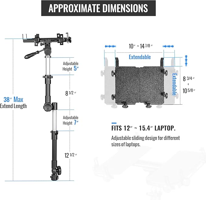 AA-Products T-100AT Aluminum Vehicle Notebook/Laptop/Netbook Computer Mount Holder for Trucks-Vans-Cars-SUVs