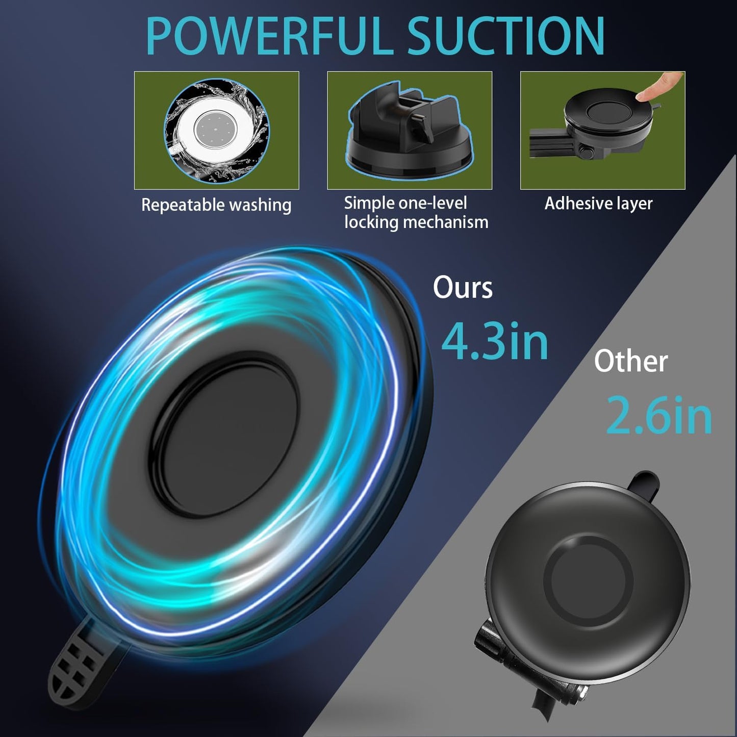 Topsolar Phone Mount for Truck Phone Holder for Truck - Heavy Duty Super Suction Cup, Mobile Device Holder Dashboard Window 16.9 inch Long Arm & Stable, iPhone & Samsung Compatible, Semi Trucker