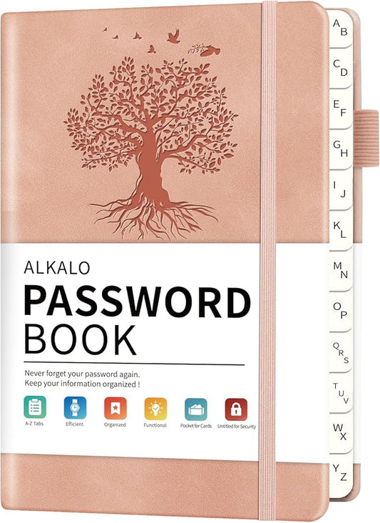 Password Book with Alphabetical Tabs, 5.4"x7.8"Password Keeper Book, 160 Pages/100GSM Hardcover Notebook, Password Organizer for Internet Website Address Login