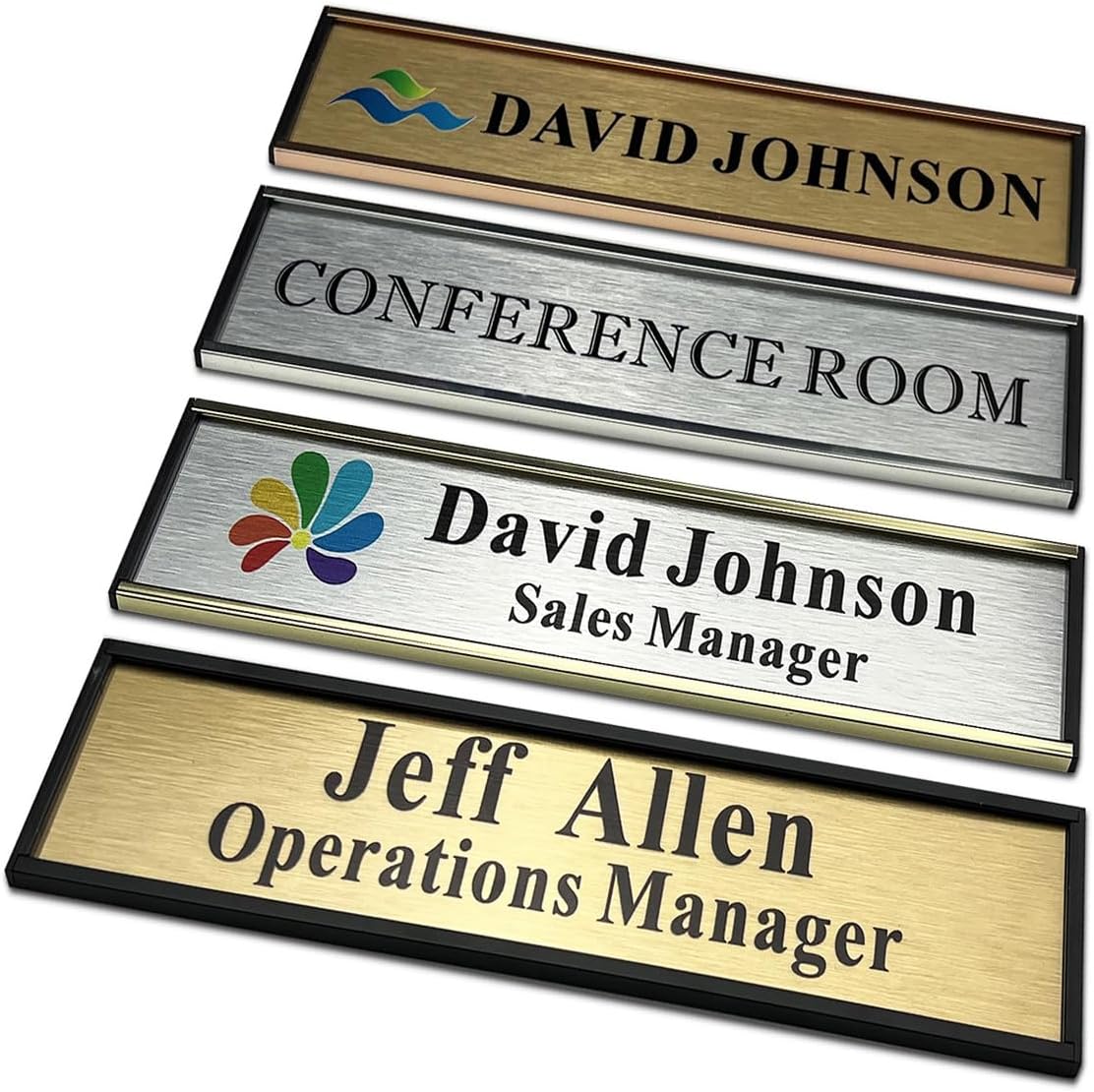 Personalized Name Plate for Door or Wall, 2 x 8 inch Custom Office Aluminum Door Name Plates with Two Lines Custom Text, Office Gifts for Coworkers Boss Teacher, Employee Appreciation Gifts