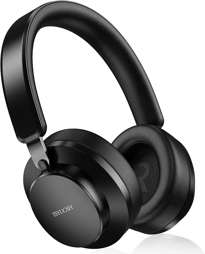 Over Ear Headphones Wireless Bluetooth, Noise Cancelling Headphones Bluetooth with Microphone, Cancelling Wireless Headphone Over Ear, 65h Playtime, Clear Calls, Comfort Fit For Travel (Black)