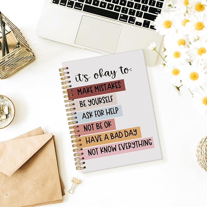 Wheatwin Mental Health Journal, Positive Affirmations Notebook, Inspirational Motivational Journal Therapy Psychology Hardcover Spiral Notebook Gifts for Student Kids Teen, 5.5x8.3