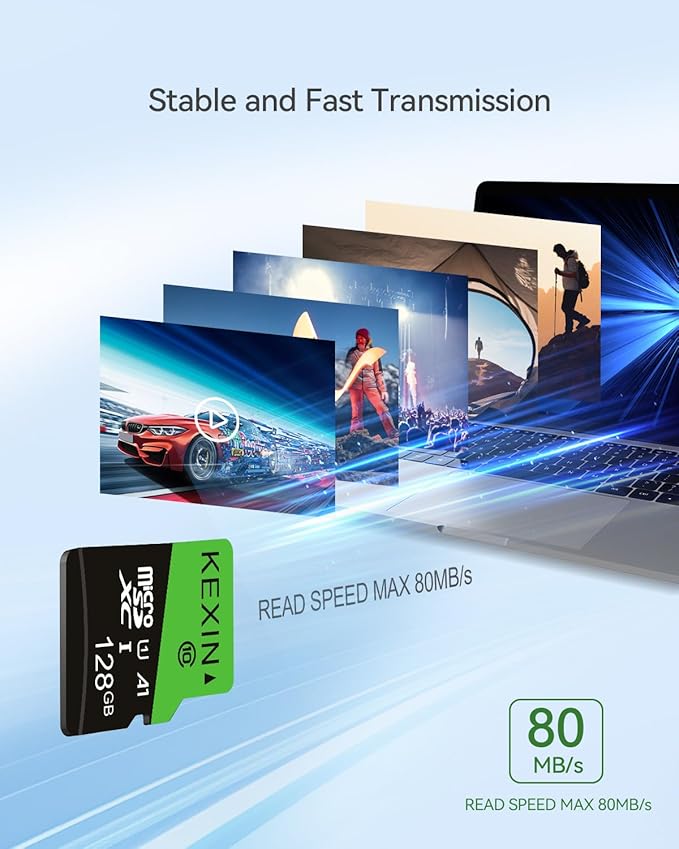 KEXIN 128GB Micro SD Card 3 Pack - Full HD High Speed microSDXC+ SD Adapter UHS-I C10 U1 TF Card for Tablet Action Camera Dash Cam Drone Game Console, 128 G 3 Pack