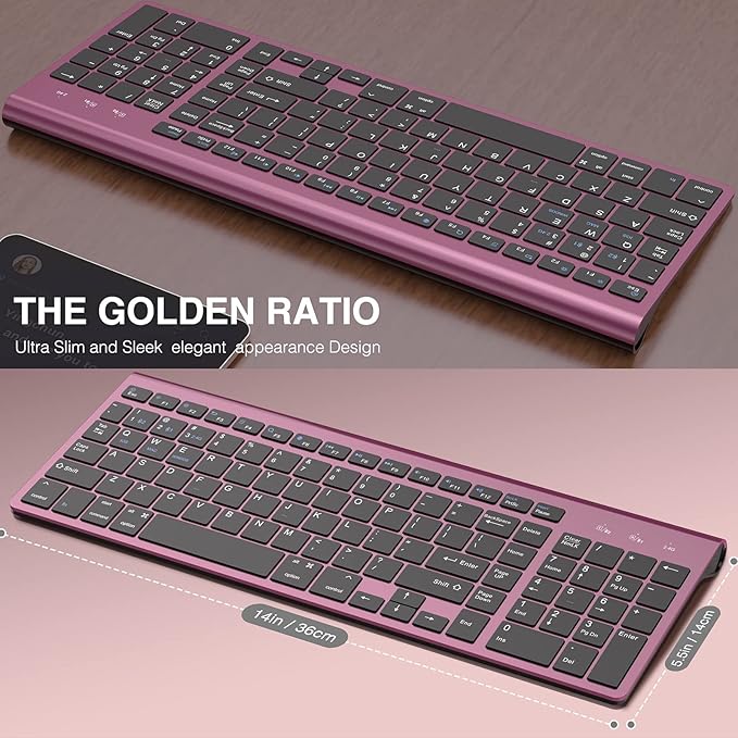 JOYACCESS Bluetooth Keyboard,Multi-Device (2.4G+BT3.0+BT5.0) Wireless Bluetooth Keyboard Compatible with iMac/Mac,MacBook,Laptop,Android,Windows-Wine Red