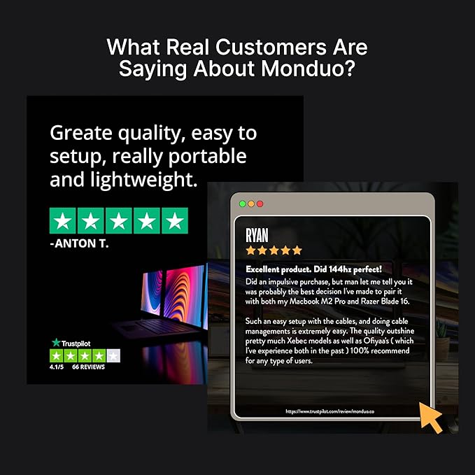 14" Pro Triple Laptop Glass Screen Extender, Dual 14" 2k Portable Monitors, 144Hz, 100% DCI-P3, 500 Nits, Aluminum Finish for 14" MacBook Pro & Windows, for Gaming, Creators, & Professional