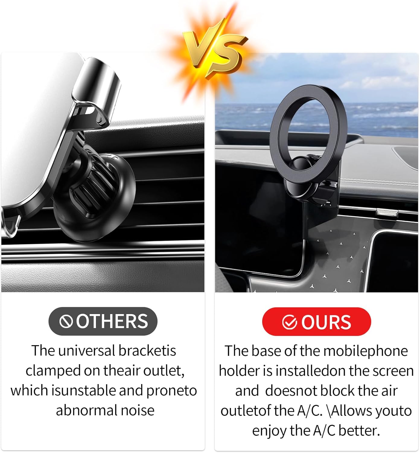 Car Phone Holder for 2023-2025 Mercedes Benz EQE Accessories 12.3-Inch Digital Instrument Cluster Screen Fixed Clip, Phone Mount Compatible with MagSafe, Cell Phone Holder