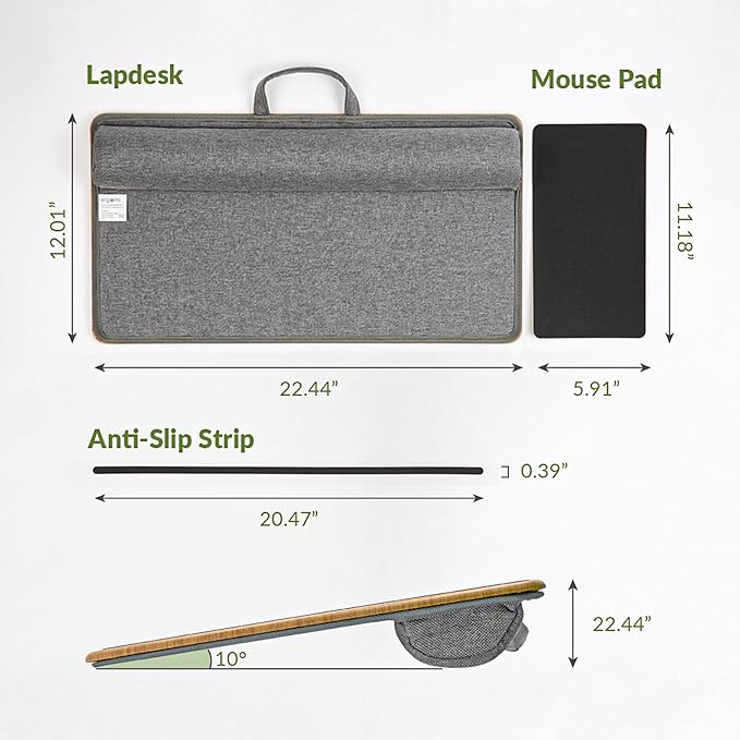 Lap Desk with Soft Cushion and Wrist Rest – Portable Laptop Desk for Bed, Couch & Home Office, Removable Mouse Pad & Anti-Slip Strip for 17 inch Laptop (Large, Wood Pattern)