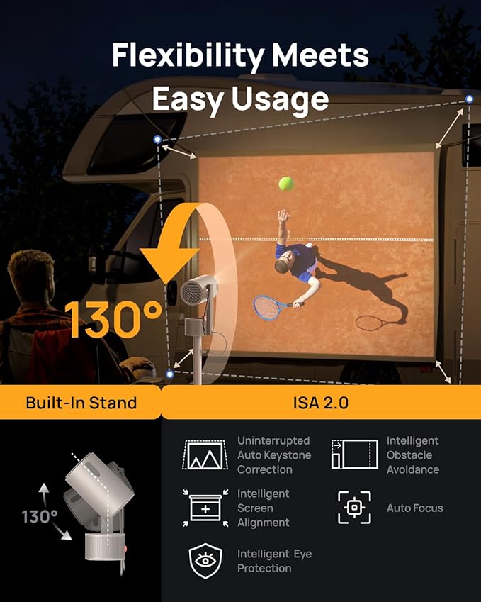 XGIMI MoGo 3 Pro NEW Portable Projector, Google TV with Licensed Netflix, Build-in Adjustable Stand, Mini Projector Supports Power Banks, 450 ISO Lumens, ISA 2.0, 2 x 5W Harman Kardon